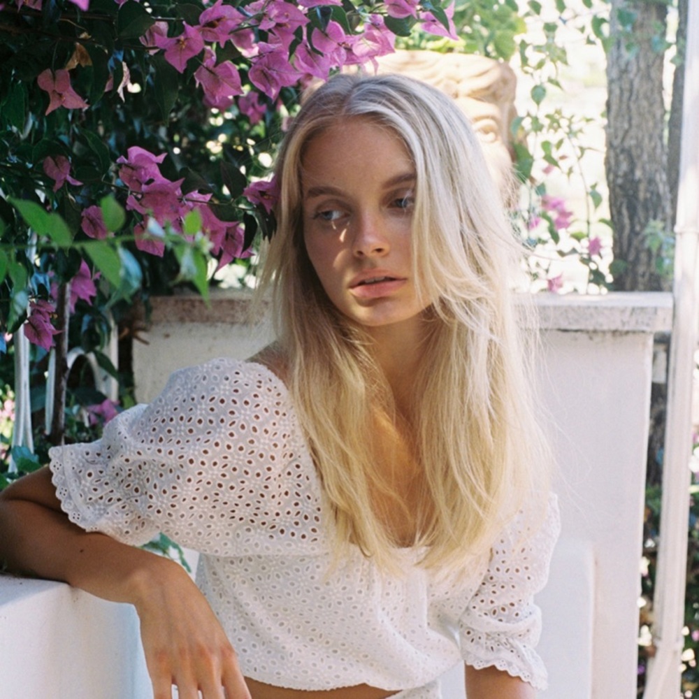With Jean- Eyelet Crop Top